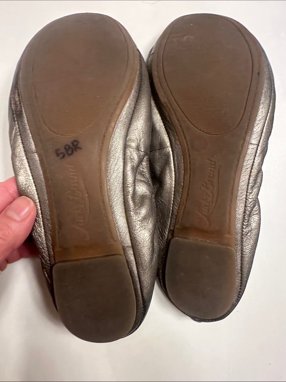 Lucky Brand Metallic Pewter Leather Ballet Flats - Picture 4 of 4